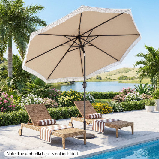 9 FT Patio Umbrella with Sun-Protective Canopy for Patio Garden Pool-Beige