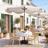 9 FT Scalloped Solar Patio Umbrella Market Table Umbrella with 24 LED Lights-Beige