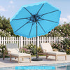 9 FT Solar LED Patio Umbrella Push-Button Tilt and Crank 24 LED Lights and 8 Ribs-Turquoise