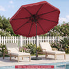 9 FT Solar LED Patio Umbrella Push-Button Tilt and Crank 24 LED Lights and 8 Ribs-Red