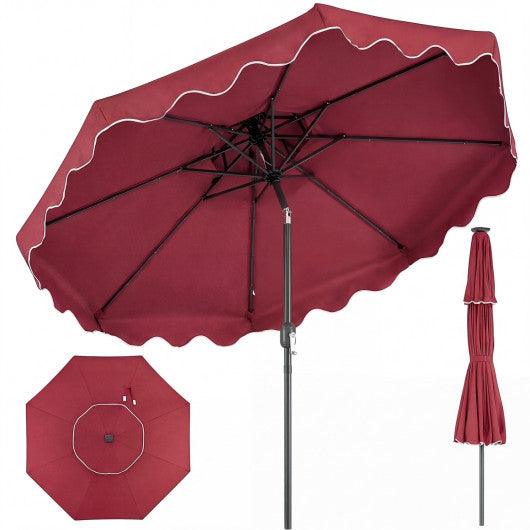 9 Feet Patio Umbrella with Push Button Tilt and Crank-Wine