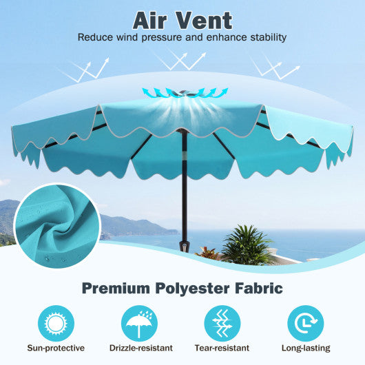 9 Feet Patio Umbrella with Weighted Base and Sandbags-Turquoise