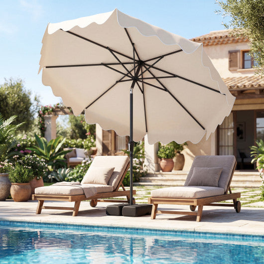 9 Feet Patio Umbrella with Weighted Base and Sandbags-Beige