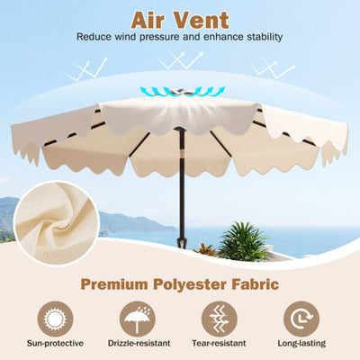 9 Feet Patio Umbrella with Weighted Base and Sandbags-Beige