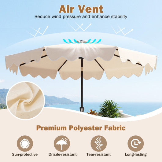 9 Feet Patio Umbrella with Weighted Base and Sandbags-Beige