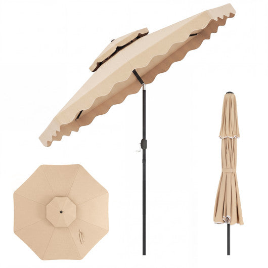 9 Feet Patio Umbrella with Push Button Tilt and Crank-Beige