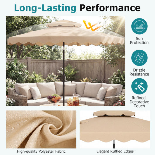 9 Feet Patio Umbrella with Push Button Tilt and Crank-Beige