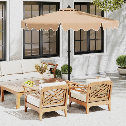 9 Feet Patio Umbrella with Crank Handle and Push Button Tilt-Beige