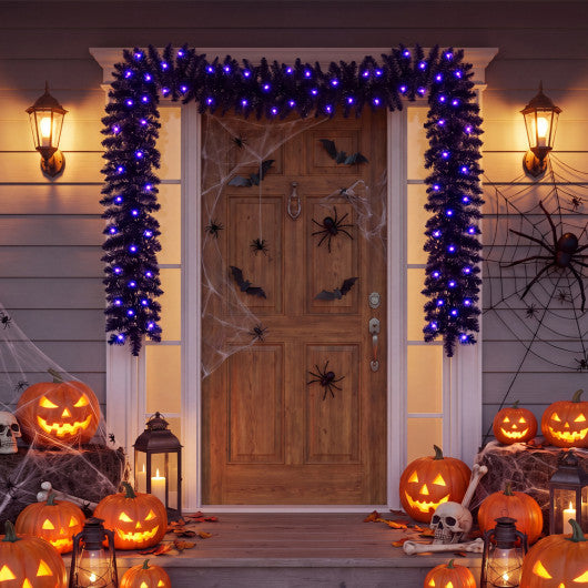 9 Feet Pre-lit Christmas Halloween Garland with 50 Purple LED Lights