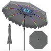 9 Feet Solar Patio Umbrella with Color-Changing LED Lights-Gray