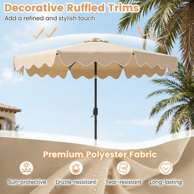 9 Feet Solar Patio Umbrella with Color-Changing LED Lights-Beige