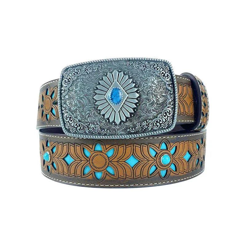TOPACC Western Turquoise Belts - Square Turquoise Buckle#2 Copper/Bronze - Gifts for You 'n Me