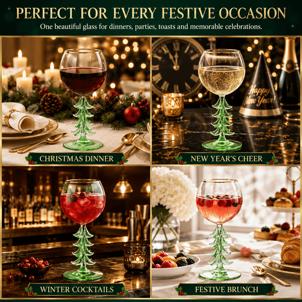 Natale Stemmed Wine Glassware, Single