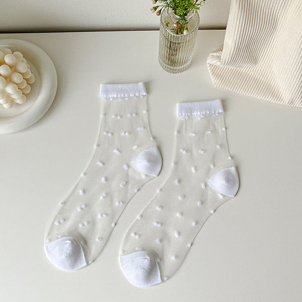 Women Socks New Fashion Long Transparent Cute Heart Thin Socks Female Summer Casual Sweet Funny Socks Stylish Ankle Socks For Women