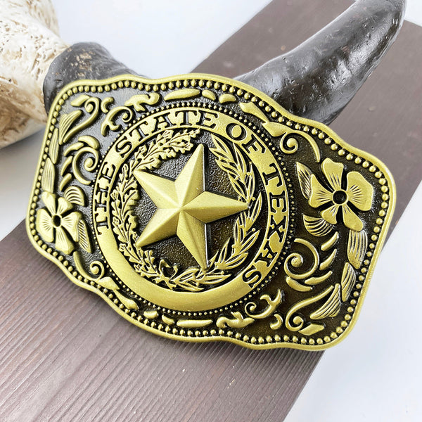 TOPACC Western Turquoise Belts - Pentagram 'The State Of Texas' Belt Buckle Copper/Bronze