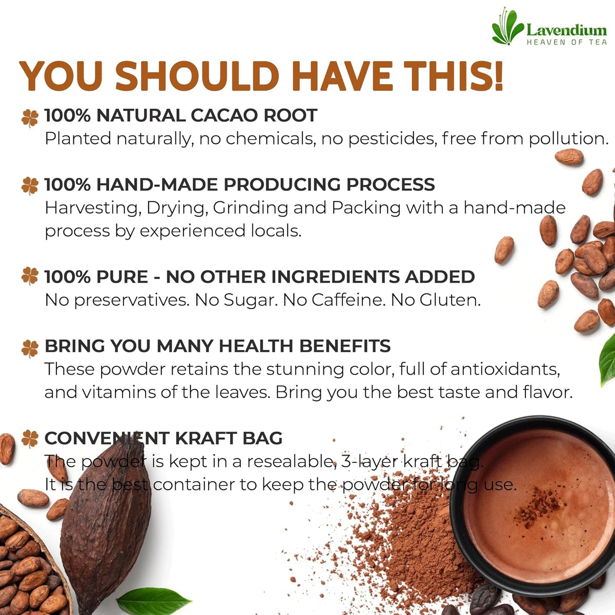Cacao Powder, 25oz (1.56 lbs), 100% Natural & Pure, Unsweetened, Rich Chocolate Flavor, Perfect for Baking & Smoothies
