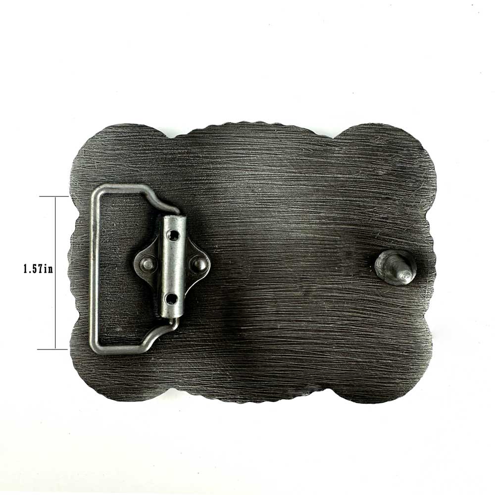 TOPACC 3D Rectangle Western Cowboy Horse Prayer Cross Belt Buckle Black Gold/Bronze