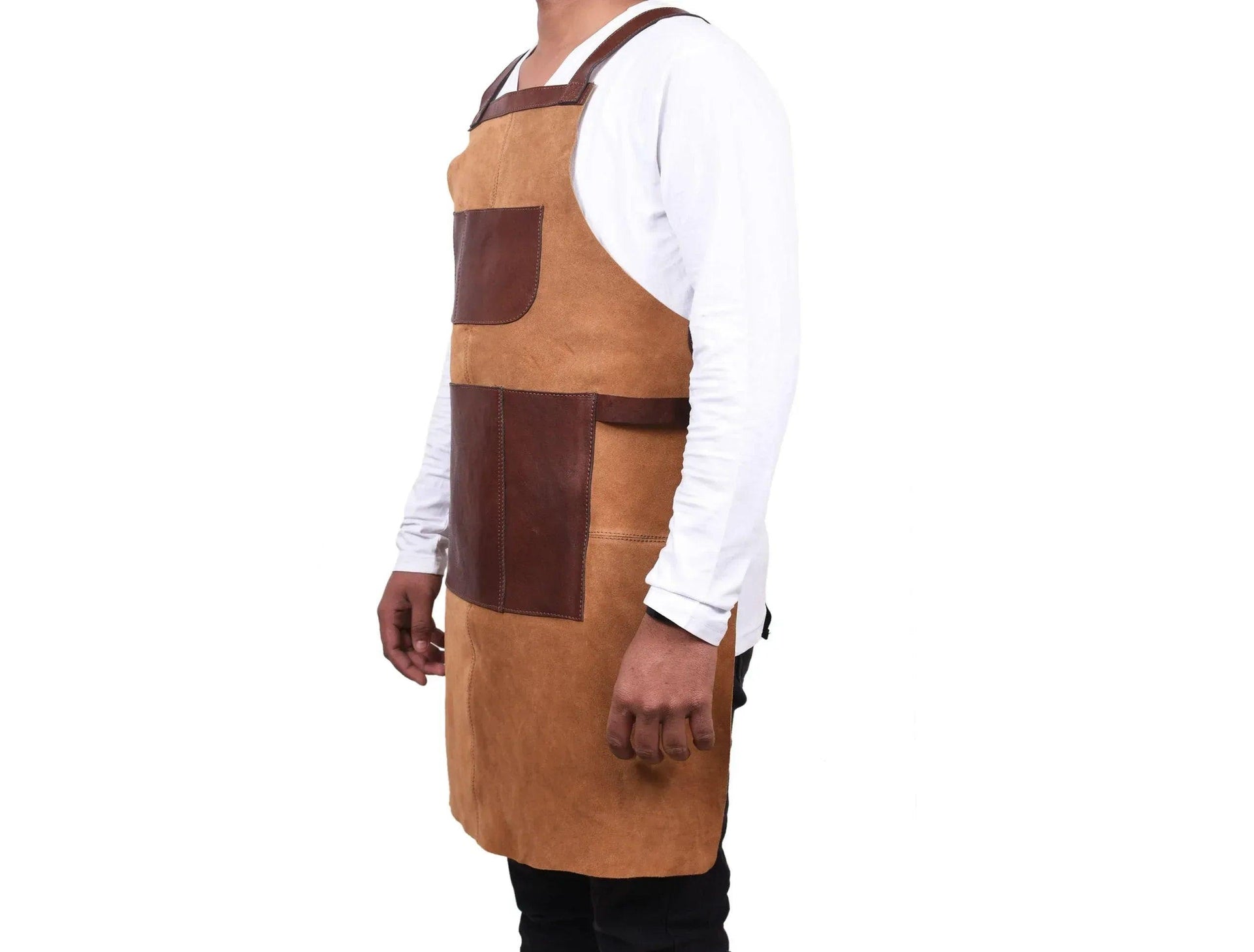 Genuine Leather Suede Apron - Saddle Brown - Gifts for You 'n Me