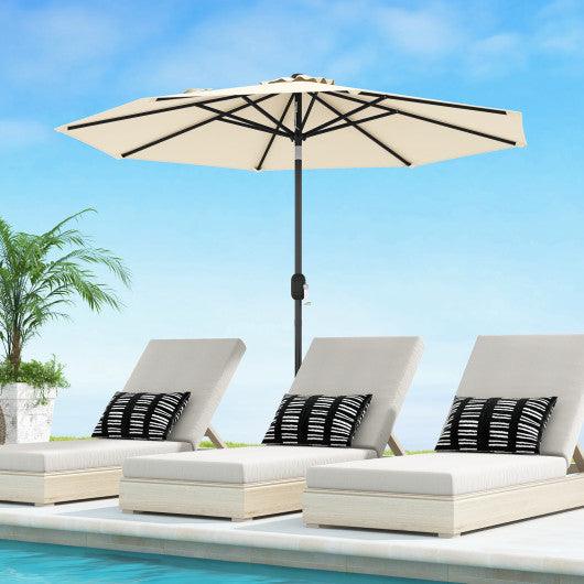 9 ft Outdoor Market Patio Table Umbrella Push Button Tilt Crank Lift-Beige