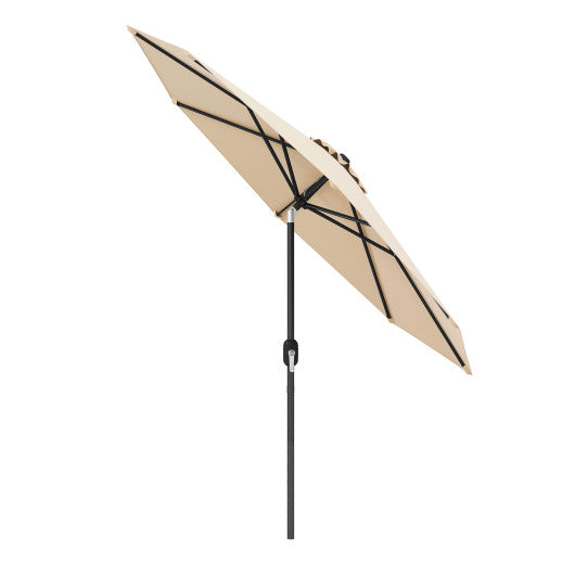 9 ft Outdoor Market Patio Table Umbrella Push Button Tilt Crank Lift-Beige