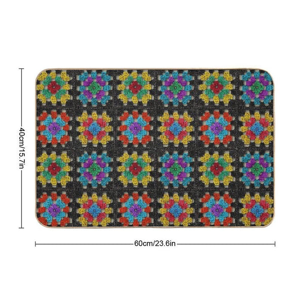 Granny Square Retro Crochet Afghan Blanket Bath Mat
