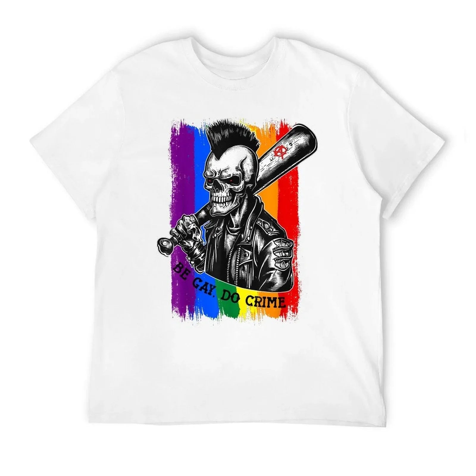 BE GAY DO CRIME Skull Queer Punk Queercore Rainbow Meme  Moisture-wicking T-Shirt
