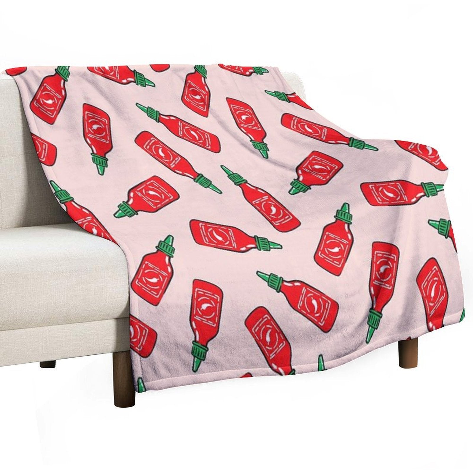 Sriracha Sauce - Pink - Hot Chili Sauce Anti-pilling Throw Blanket