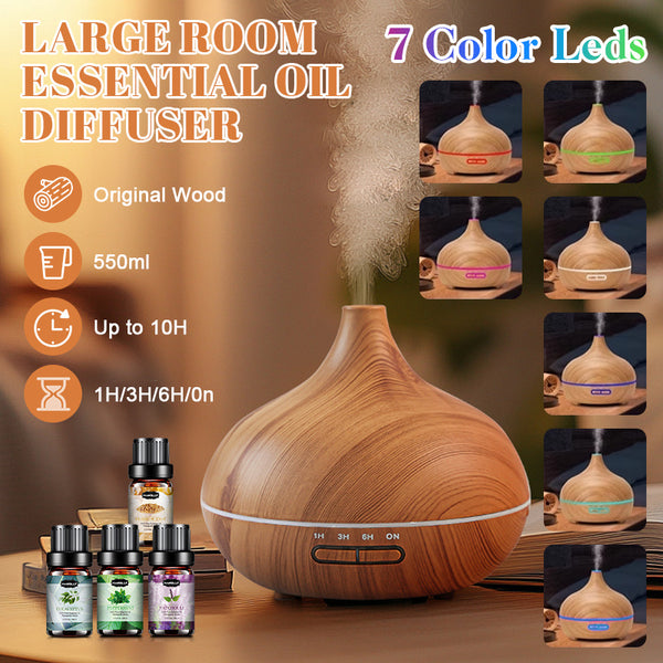 550ML Large Capacity Essential Oil Diffuser for Home | 12 Essential Oils Included, Remote Control