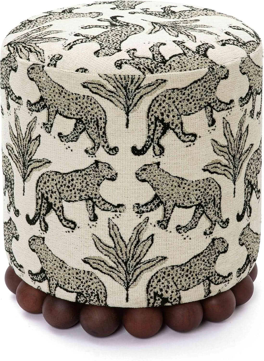Dex Taupe Leopard Jacquard Ottoman Fully Assembled