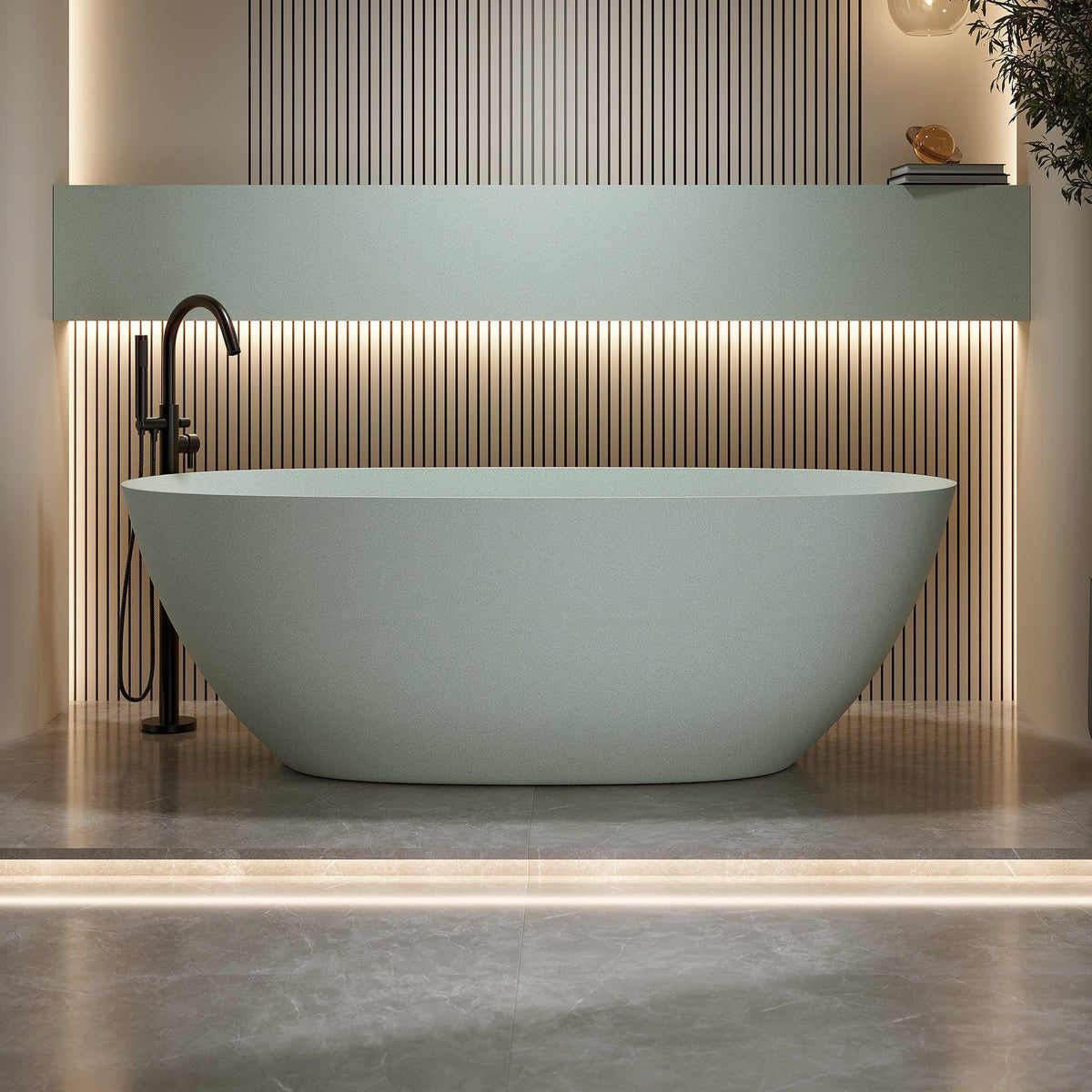57'' Freestanding Bathtub Resin Stone Soaking Bathtub