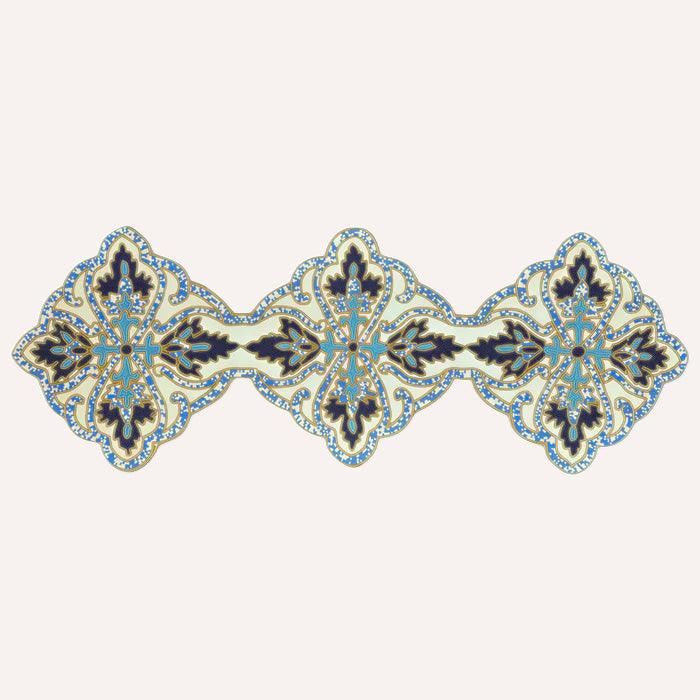 Beaded Table Runner – Blue White, 36x13 Inch