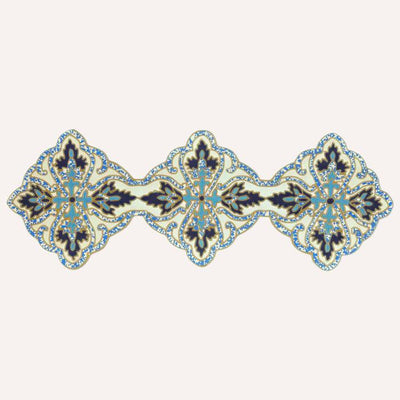Beaded Table Runner – Blue White, 36x13 Inch