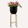 Planter With Metal Stand – Indoor Floor Standing Pot & Decorative Flower Holder - Black / 1 Piece