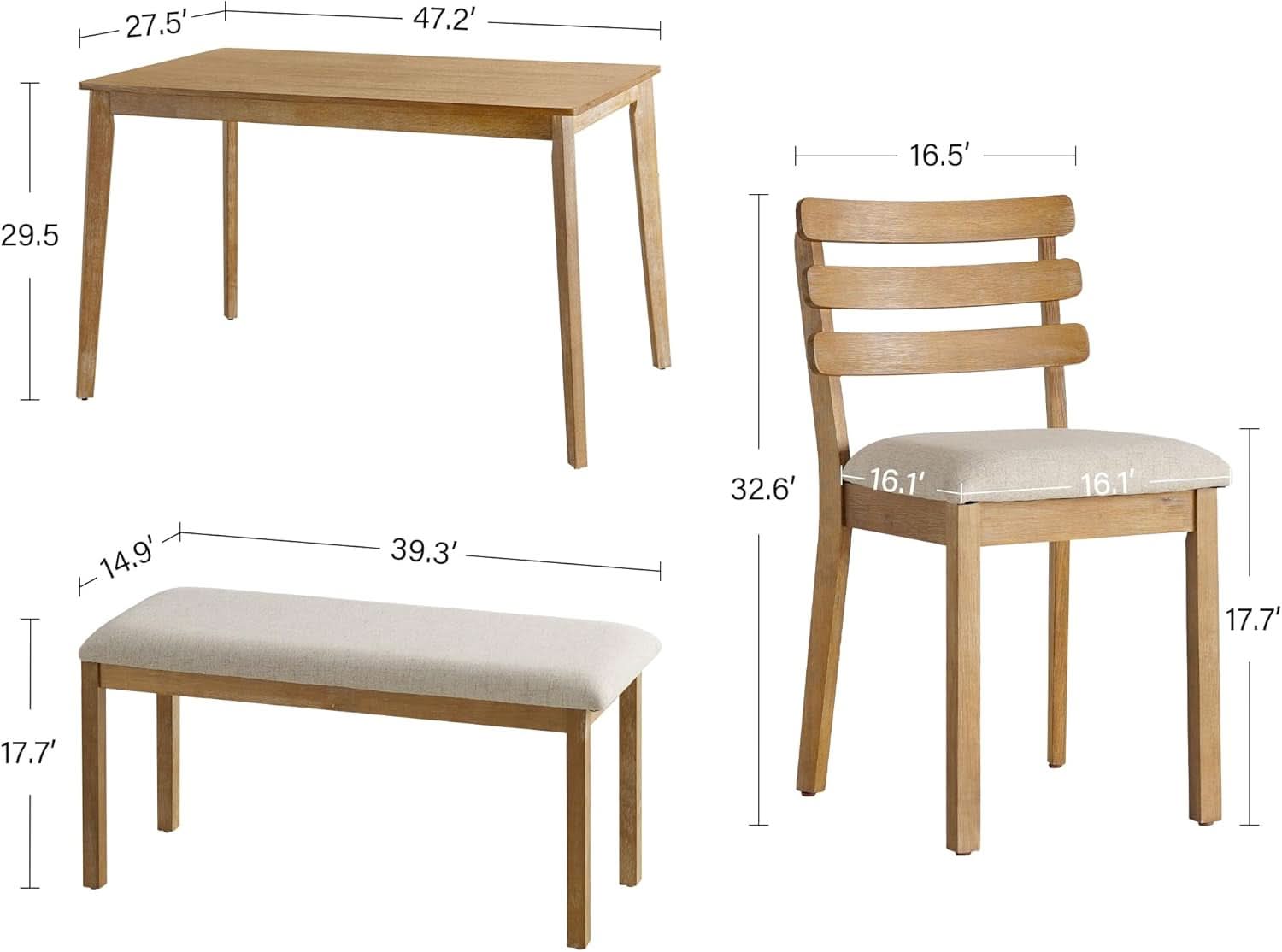 Farmhouse Dining Table Set With Upholstered Chairs