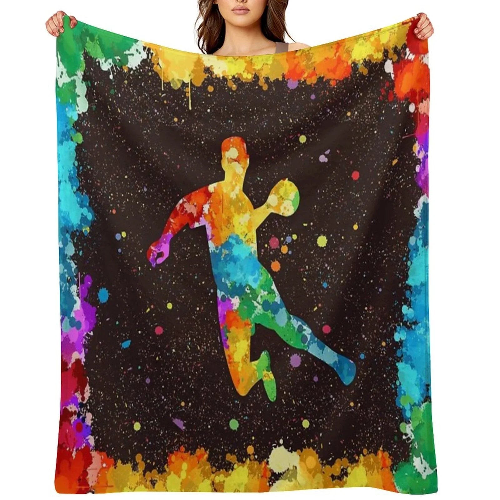 Handball Art Watercolor Throw Blanket