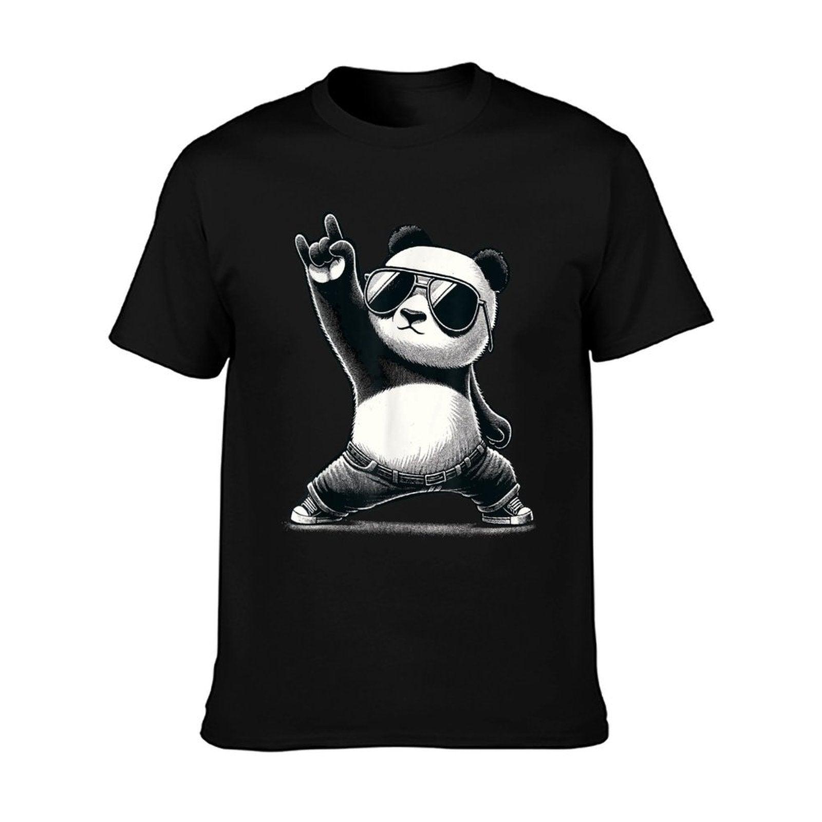 Retro Panda Rock Music Gift Men Kids Women Funny Panda T-Shirt