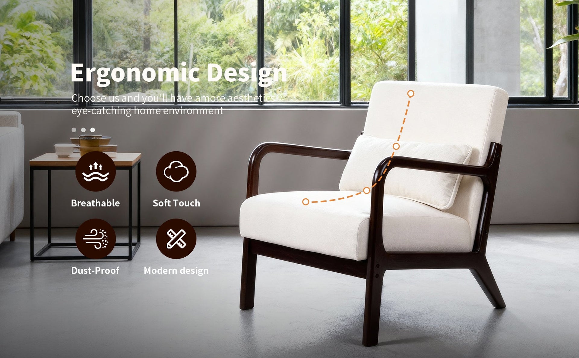 Antique Beige Cotton‑Linen Chair
