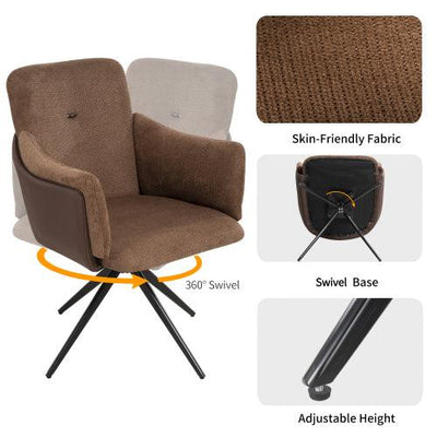 Set of 2 Modern Orange 360° Swivel Home Office Desk Chairs