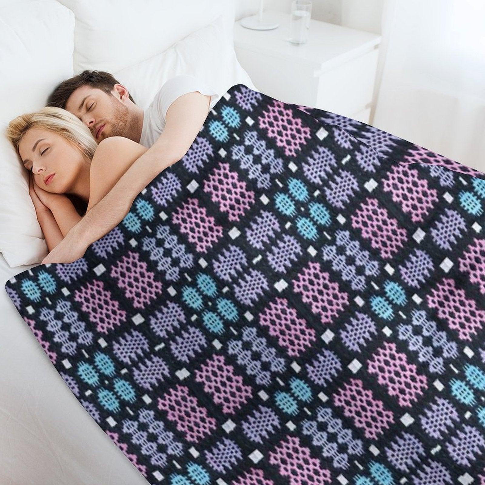 Traditional Woven Welsh Blanket Throw Blanket