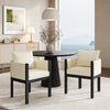Linen Upholstered Armchair with Black Rubber Wood Legs