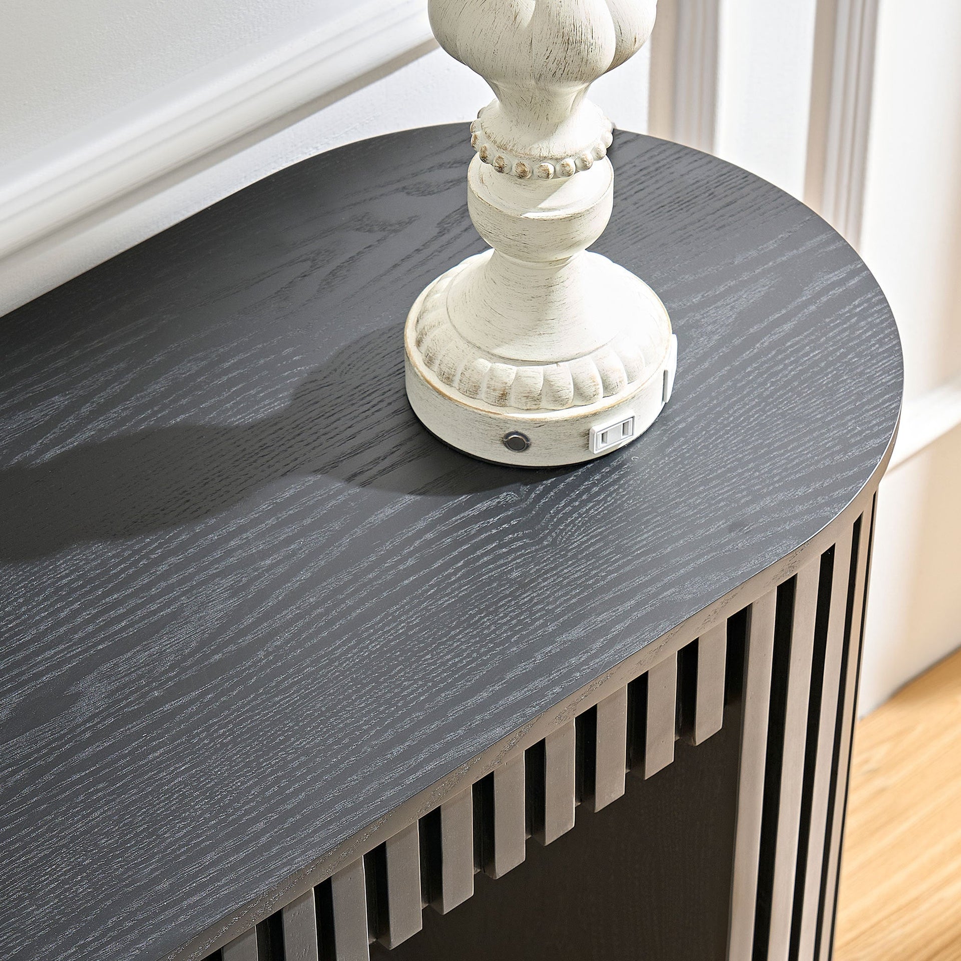 59.05'' Modern Console Table With Drawer for Entryway with Unique Vertical Stripe Design for Living Room Hallway Foyer Entrance Study,BLACK