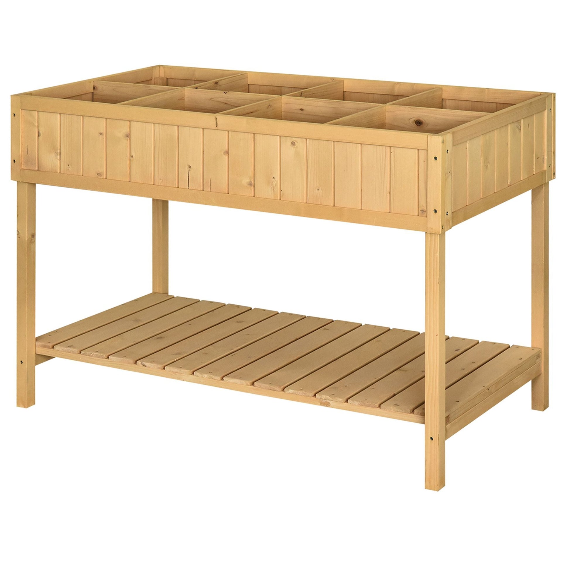 Outsunny 43x18x30in Raised Garden Bed with 8 Pockets and Shelf