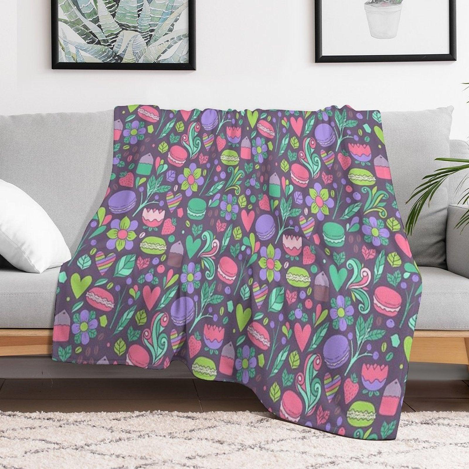 Macarons And Flowers Throw Blanket