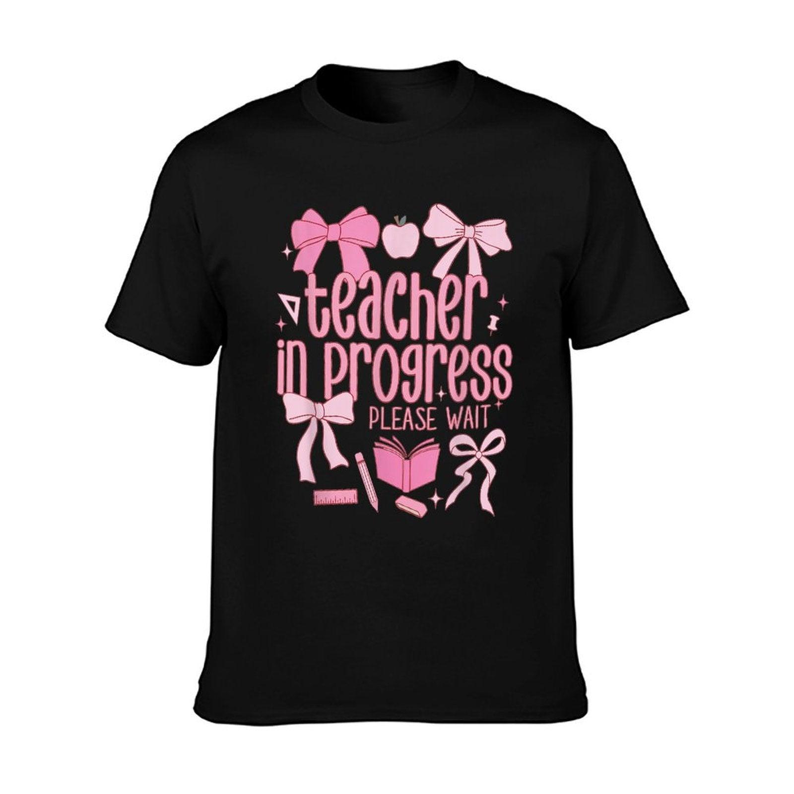 Women Teacher in Progress Coquette Pink Bow Future Teacher T-Shirt