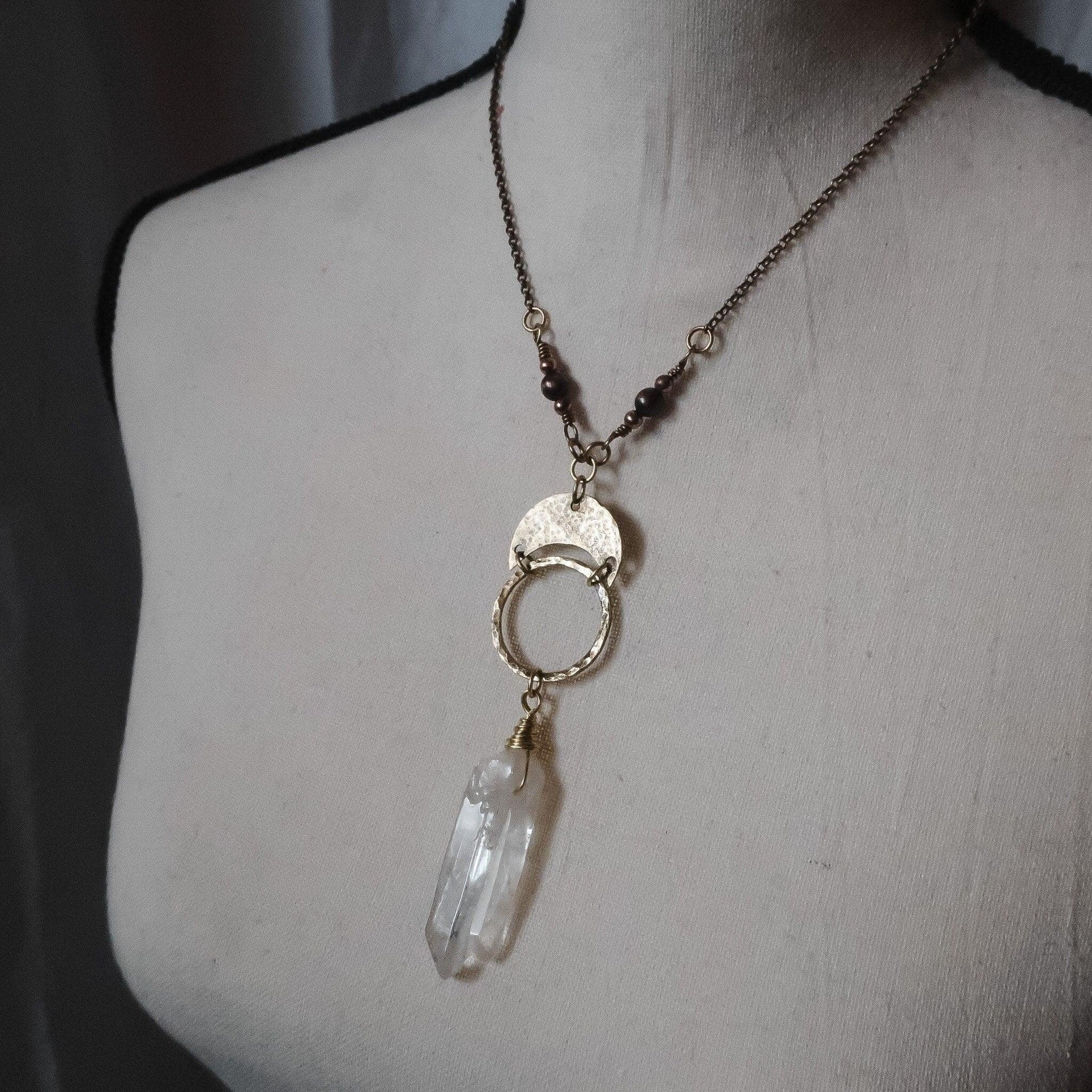 Brass Quartz Necklace — For Focus and Calm | By Blackbird & Sage