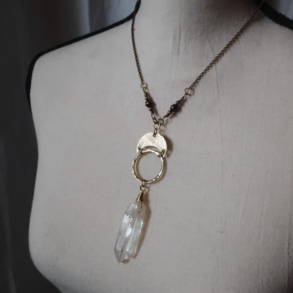 Brass Quartz Necklace — For Focus and Calm | By Blackbird & Sage