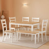 Dining Table Set White Mango Wood Contemporary Style Edition
