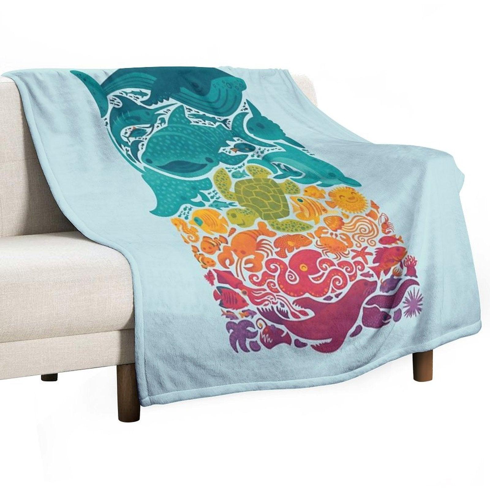 Aquatic Spectrum  Light Blue Throw Blanket