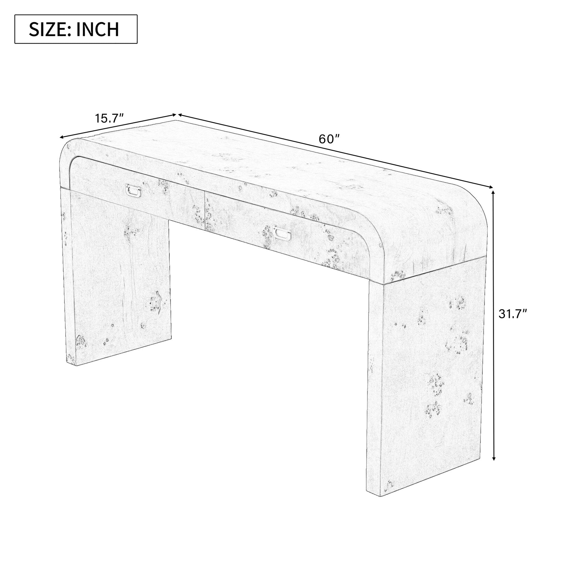 Modern Entryway Table with Burl Wood Veneer,Suitable for Entryway, Hallway, Living Room, Foyer, Corridor Vtng Furniture