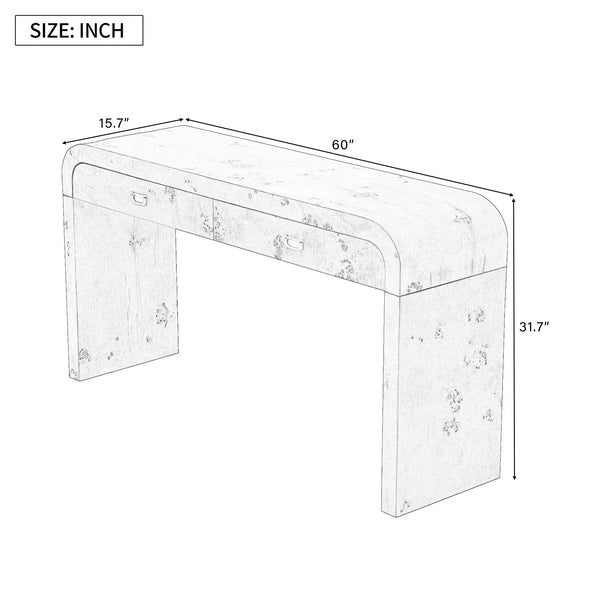 Modern Entryway Table with Burl Wood Veneer,Suitable for Entryway, Hallway, Living Room, Foyer, Corridor Vtng Furniture